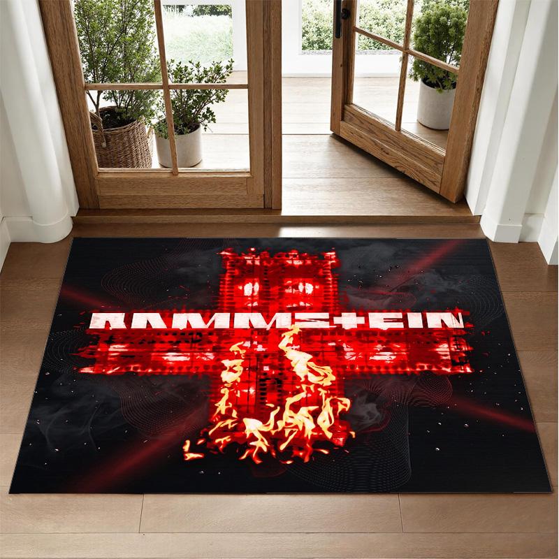 Rammstein Design Crystal Velvet Rug Soft Decorative Mat for Bedroom Entrance