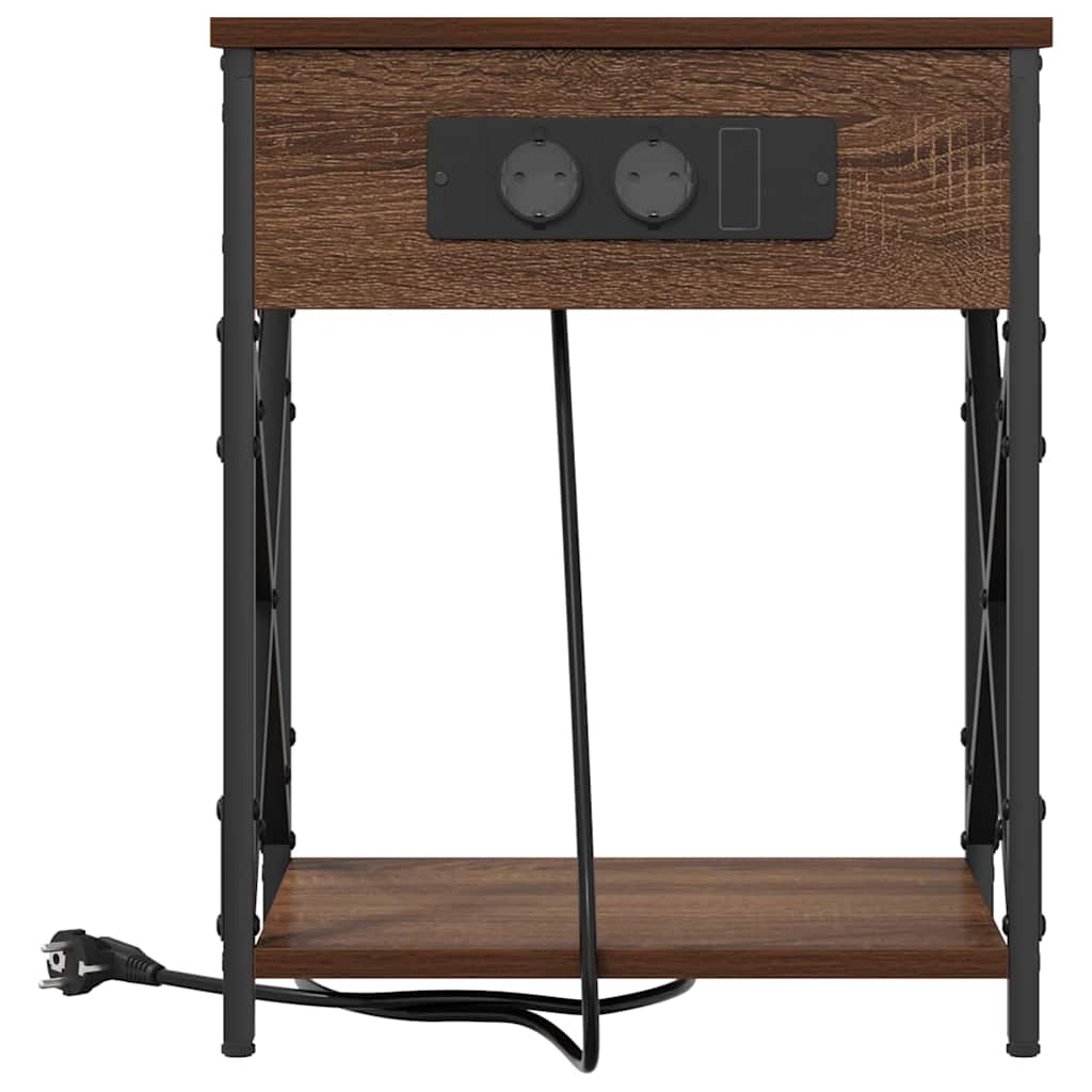 Nightstand Brown Oak Effect 41 X 31 X 51 Cm Engineered Wood