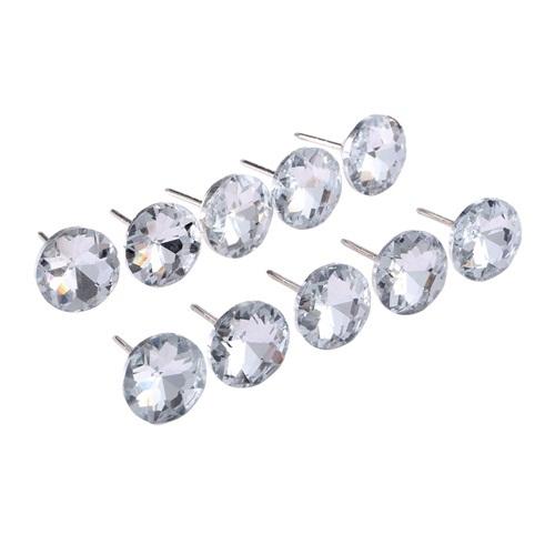DRELD 10Pcs Diamond Crystal Upholstery Nails Buttons Tacks Studs Pins 14/16/18/22mm Sofa Wall Decoration Furniture Accessory