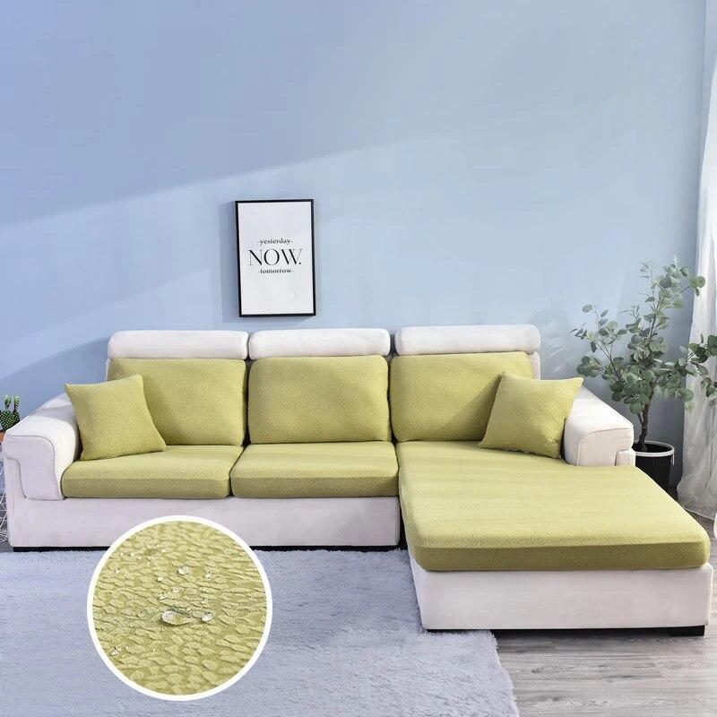 Funda de Cojín para Sofá Jacquard Impermeable Color Sólido Elástica Fundas Deslizantes para Sofá Funda de Sofá Couch de Spandex Extraíble Sala de Estar Hogar