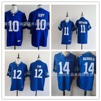 Maglia da Football NFL Seattle Seahawks Jaxon Smith-Njigba 11 12 10 Ricamata Cotone Uniforme Uomo Donna Adulto