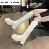 Platform Women Knee High Boots Fashion Back Zippers Knight Long Boots Square Heels Autumn Winter Ladies Shoes