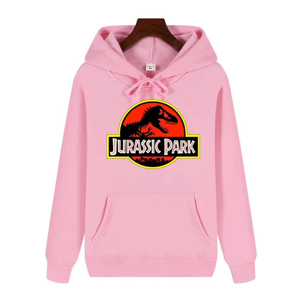 2025 Men's High-end Quality Jurassic Park Pattern Print Autumn Winter Thick Warm Outdoor Hooded Hoodie Harajuku Leisure Fashion
