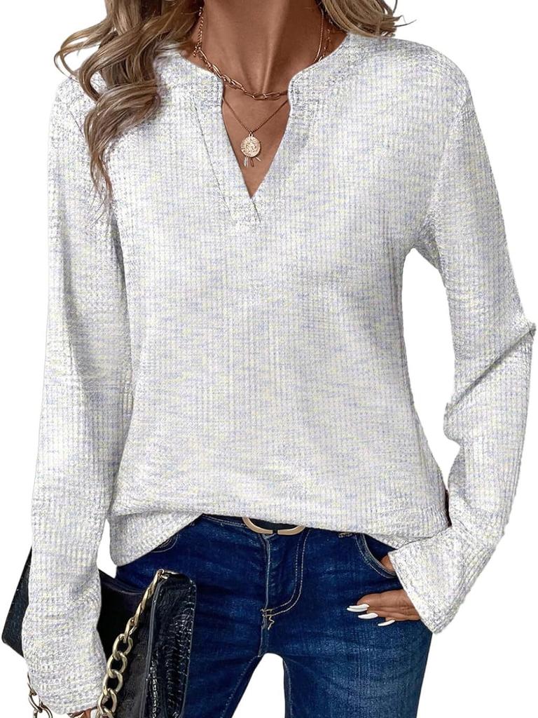 Autumn Women's Fashion V-Neck Long Sleeve T-Shirt, Trendy and Versatile Top