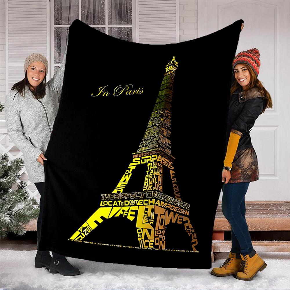 1 Stück Eiffelturm-Druck Outdoor Weiche Polyester-Flanell-Kuscheldecke Vielseitig für alle Jahreszeiten , Weich , Gemütlich , Warm All-Season gesteppte Decke ,