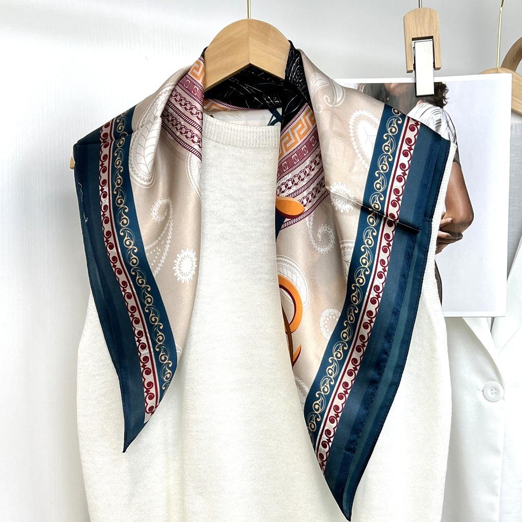 Pañuelo Cuadrado de 70 cm Pañuelo de Seda Accesorios para Mujer Pañuelo de Decoración Profesional Pañuelo Casual de Verano con Protección Solar Pañuelo para la Cabeza