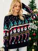 Autumn Winter Niche Design Christmas Tree & Snowman Knit Sweater for Women