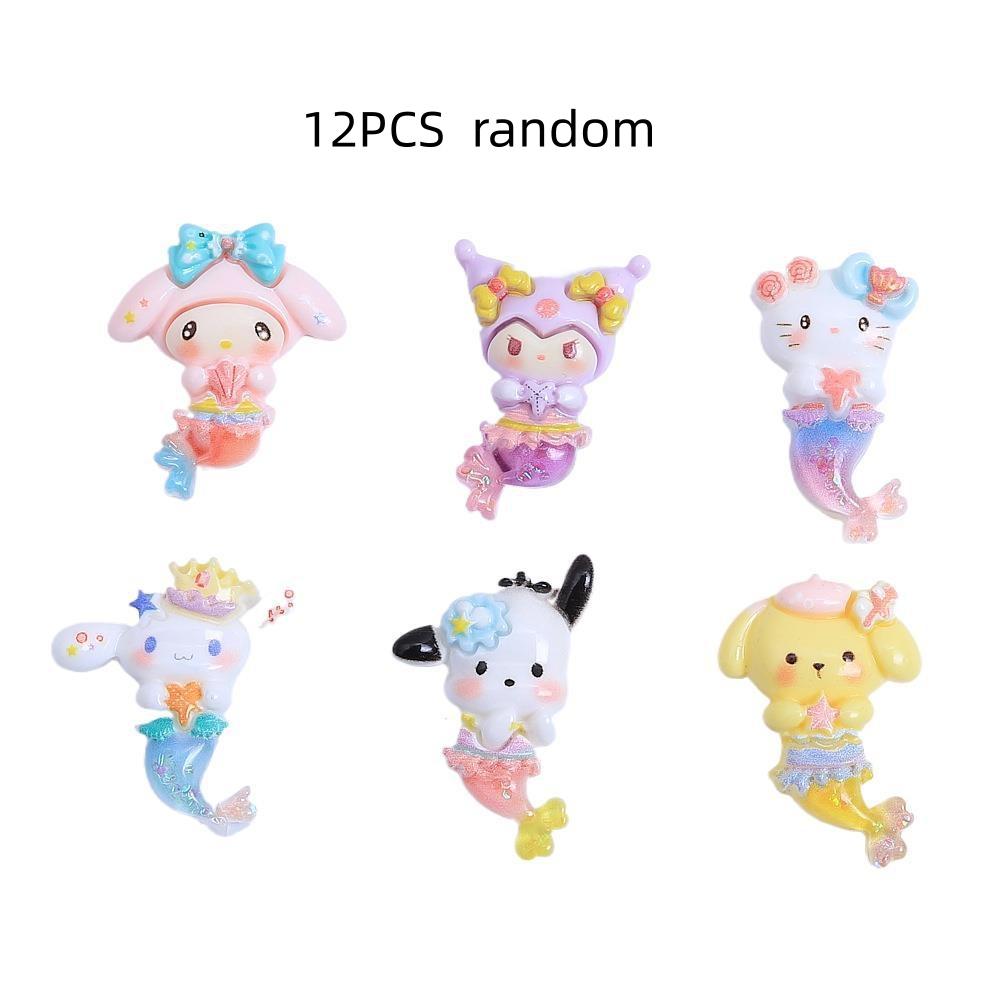 12/120PCS Cute Little Animal Mermaid Cartoon Handmade DIY Cream Glue Resin Small Accessory Jewelry Phone Case Handmade Material