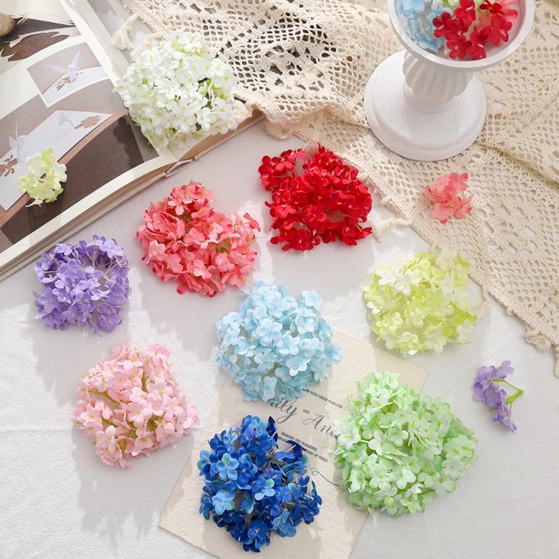 4cm 20Pcs Daisy Flower Heads Silk Hydrangea Artificial Flowers for Wedding Home Decoration DIY Christmas Wreath Gifts Accessory