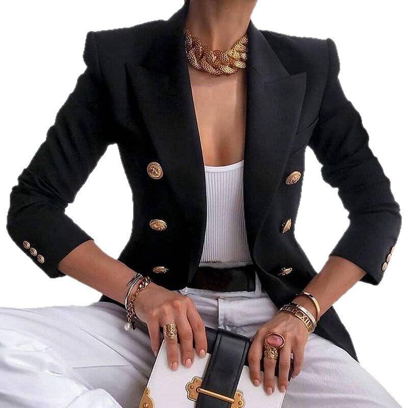 Women's 2025 Autumn/Winter Solid Color Fashion Casual Short Suit Jacket
