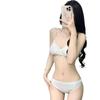Sparkly Girlish High-End White Bikini 3-Piece Set – Tummy-Covering Split Swimsuit