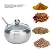 Sugar Bowl Stainless Steel Clear Lid Glossy Inbuilt Spoon Durable Rustproof Oxidation Resistance Sugar Container
