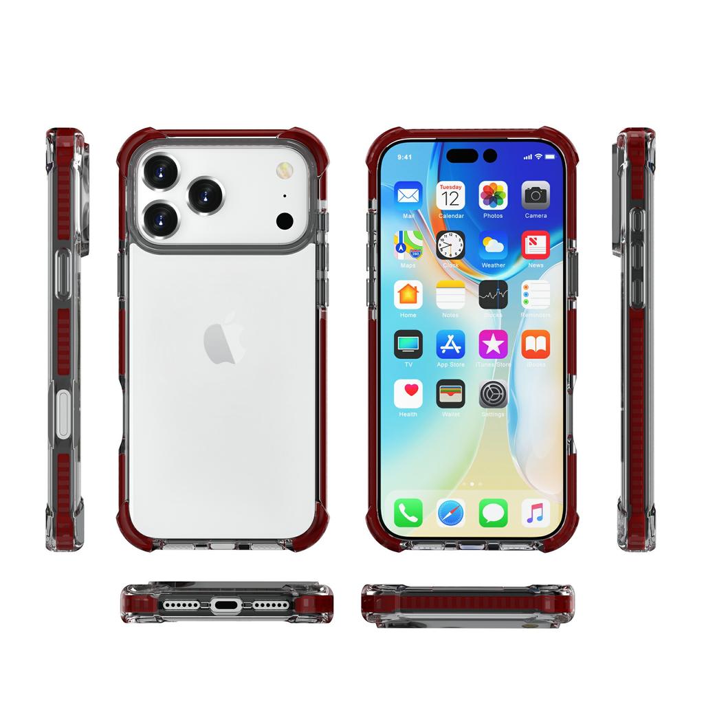 For iPhone 17 Pro Max Case Four Corners Anti Drop Clear TPU + TPE + PC Phone Cover