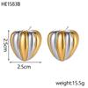 INSSGG Luxurious Gold & Silver Striped Heart Earrings - European & American Style Niche Accessories