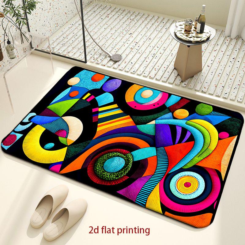 

1pc Modern Abstract Non-Slip Rug with Thick Soft Felt Pile - Multicolor Abstract Suitable for Living Room, Bedroom, PVC Backing & Low-Maintenance 60x40cm/23.62x15.74inch