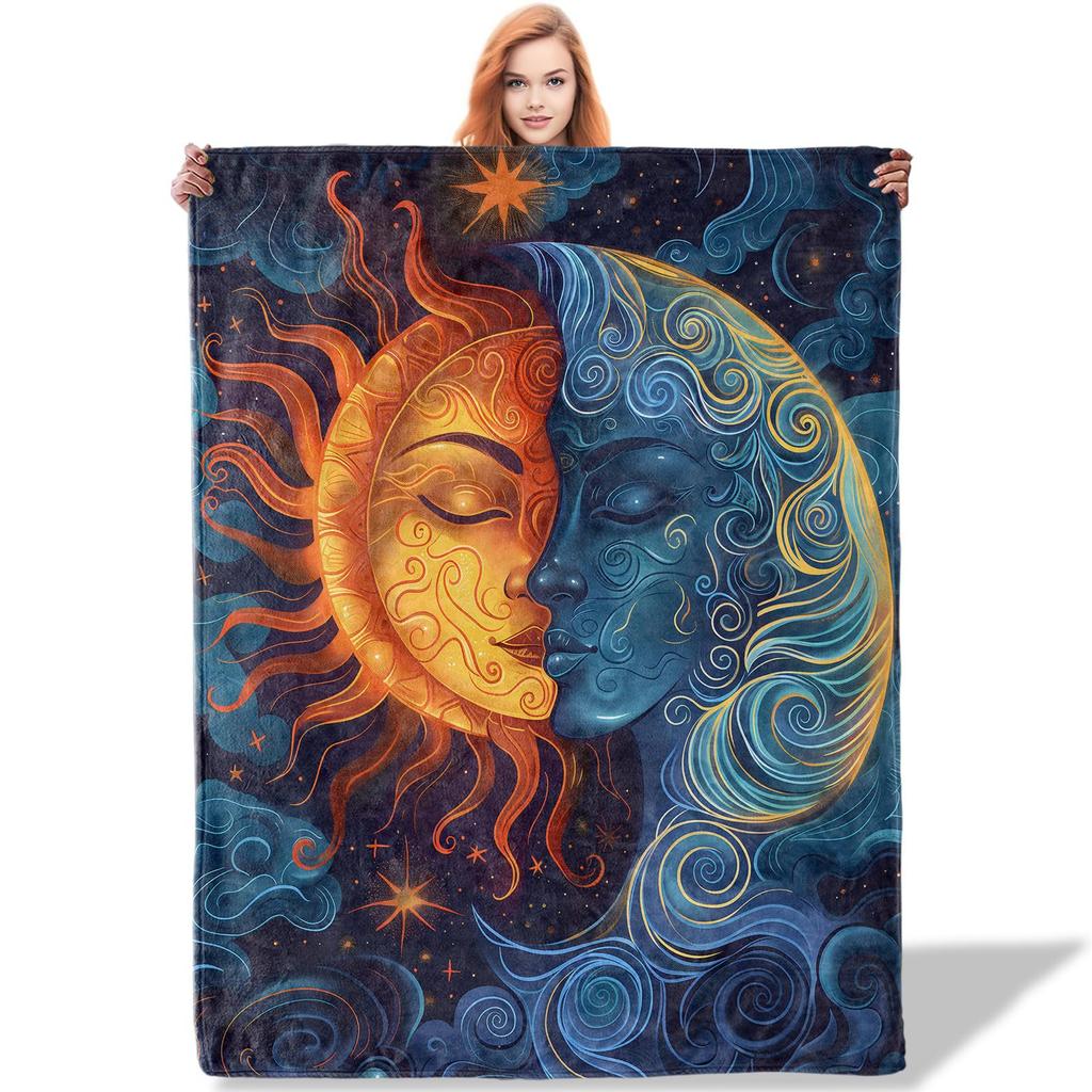 Dream Sun Moon Blanket Bohemian Home Bedroom Decor Blanket Flannel Blanket