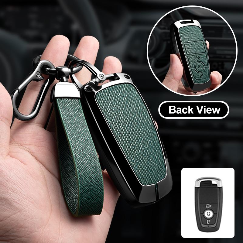 Zinc Alloy Leather Car Remote Key Case Cover For Ford Fusion Mustang Expedition F-450 F-350F150 Edge Explorer Mondeo Mk5 Focus