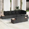 VidaXL 8-Piece Garden Sofa Set with Cushions Black Polyrattan Acacia 3348109
