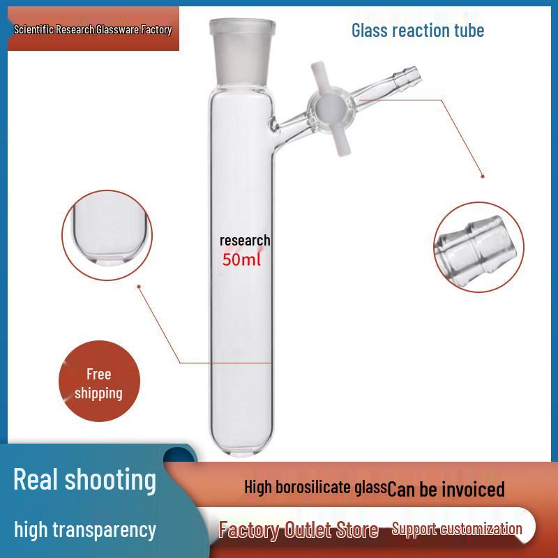 

PTFE Stopcock Glass Schlenk Reaction Tube with Side Arm 10ml, 19# (Two-way)
