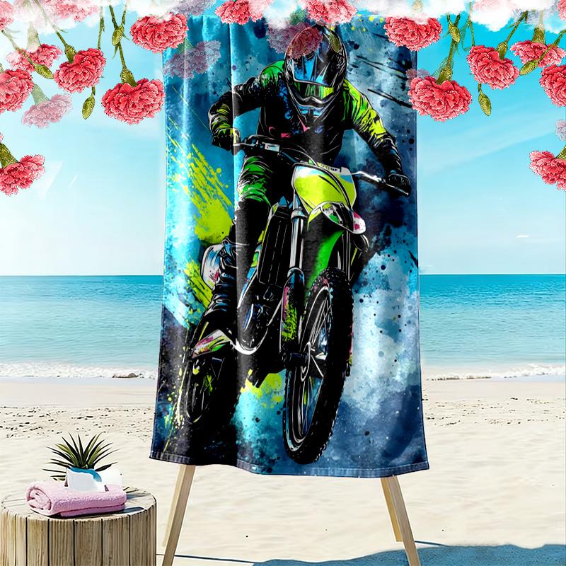 Asciugamano da Spiaggia con Stampa Motor Trail, Asciugamano Grande Morbido ad Asciugatura Rapida per Spiaggia Campeggio Nuoto