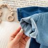 Baby Romper: Soft Denim, Turn-Down Collar, Snap Closure, Stylish Jumpsuit for 0-2 Years, Perfect for Spring & Autumn.