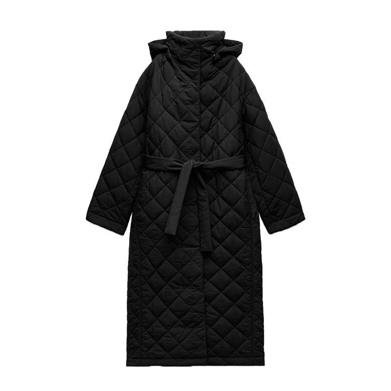 

Новая женская одежда Осень и Зима Повседневное пальто-куртка с длинным стеганым хлопковым наполнителем и съемным капюшоном 0518259 Black L