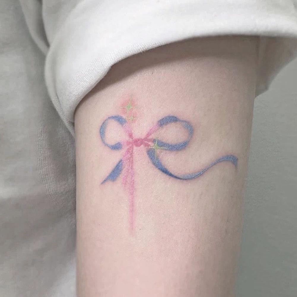 Pink Sweet Cool Hottie Style Bow Bow Crayon Coloring Ins Tattoo Stickers Cute Student Tattoo St Q0D5