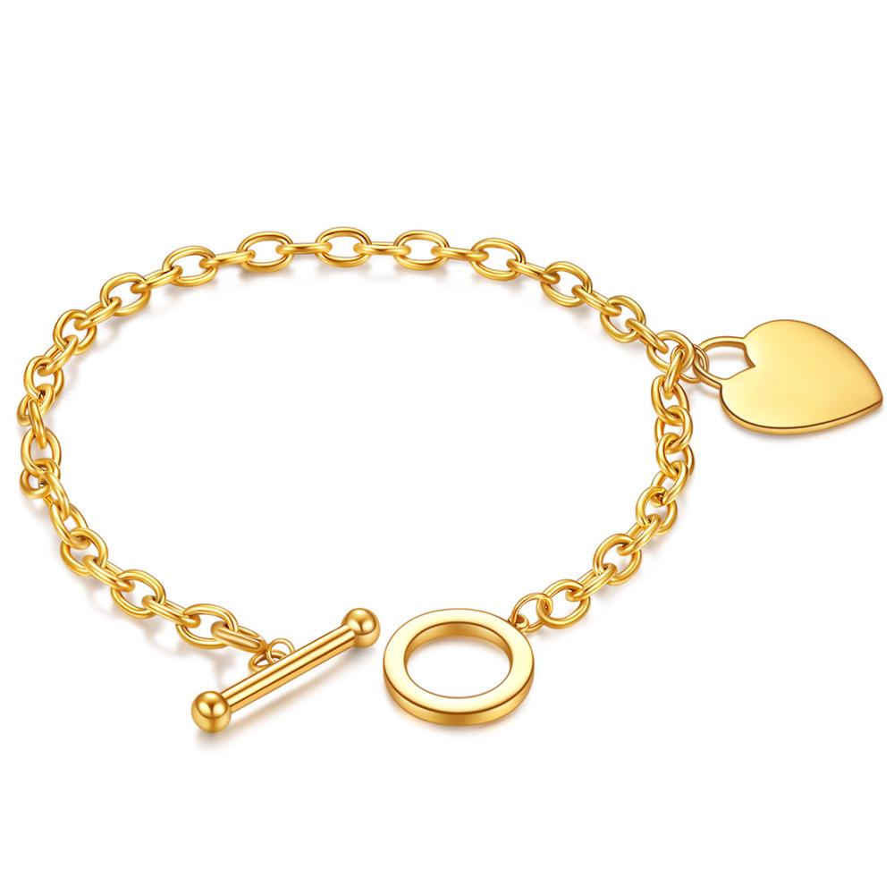 European Style Stainless Steel Bracelet with Laser-Engraved Love Logo: Stylish, Smooth, Simple Design for Women.