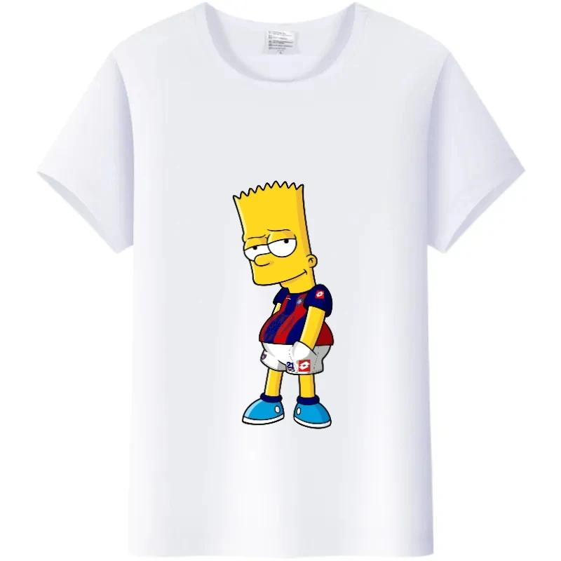 Casual Disney Cartoon Simpson Harajuku T-shirt Summer Blouses Ladies Men White Tees Tops Short Sleeve Blouses Women 90S Tshirt