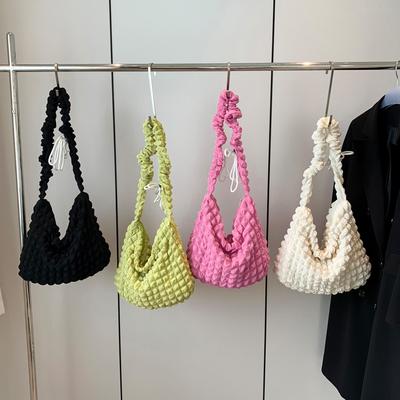 Sac fourre-tout tendance et souple, grande capacité, couleur unie, simple, à bulles, version coréenne