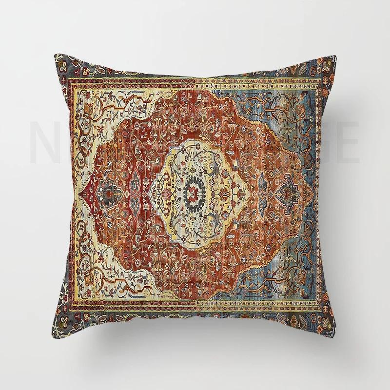 Red Moroccan Ethnic Style Short Plush Pillowcase Sofa Cushion Cover Home Decoration Can Be Customized for You 40x40 50x50 60x60