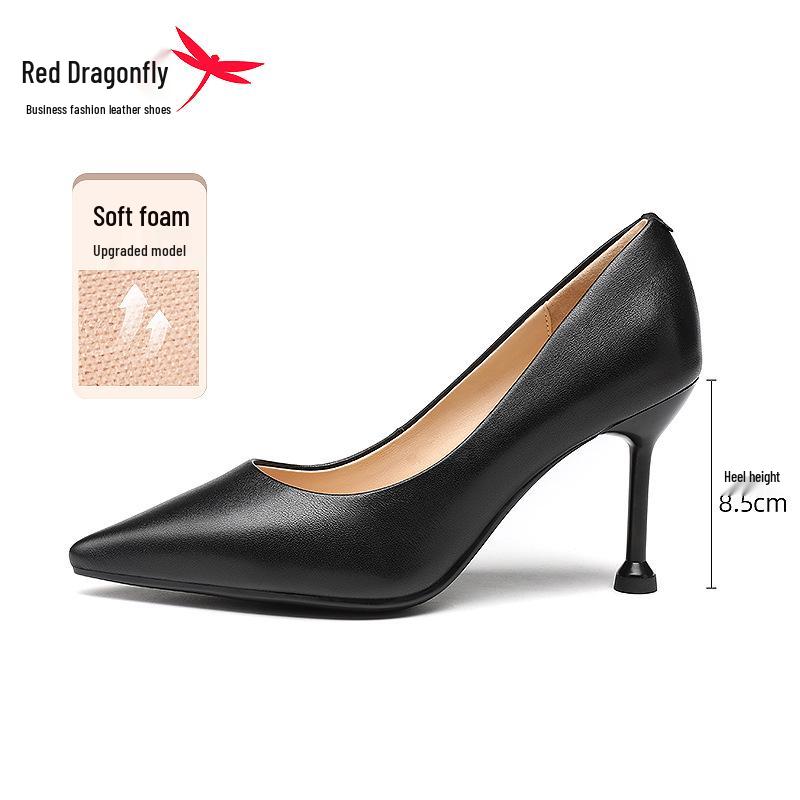 Red Dragonfly Women s Spring Thin Heel Pointed Toe Leather High Heels 36