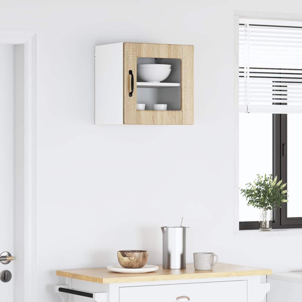 Wall Mounted Glass Cabinet PORTO Sonoma Oak 40 x 31 x 40 cm