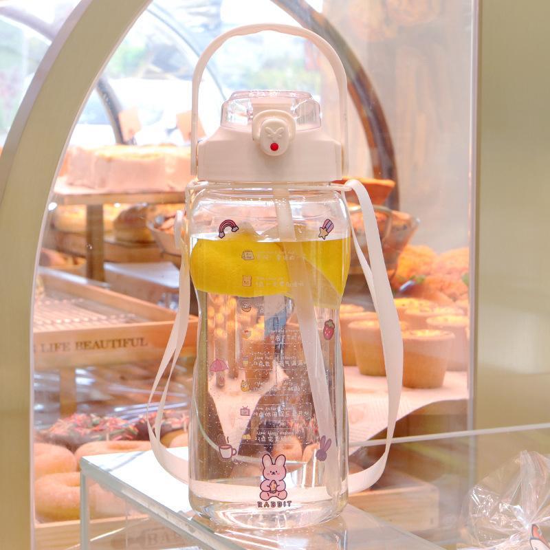 Water bottle high value belly cup girls large capacity scale cup portable strap portable cup primary school students double drinking cup