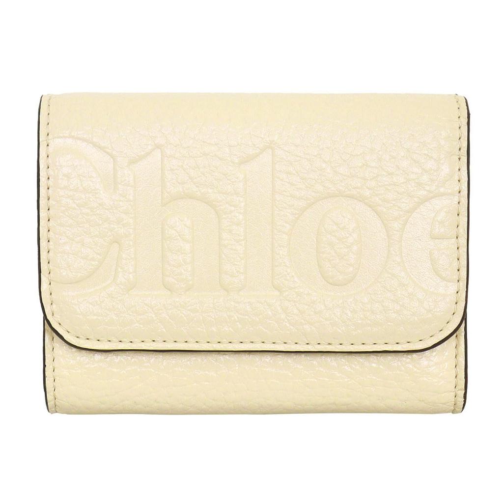 Chloe CHC24WP451 O21 Sweet Beige Leather Small Trifold Wallet for Women [Brand] [Used]