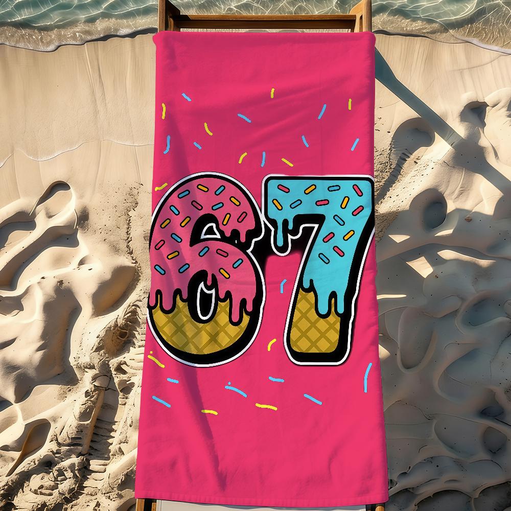 Funny Six Seven 67 Towel Sports Quick Dry Travel Camping Gear Sandproof Soft Light Large Beach Towel
