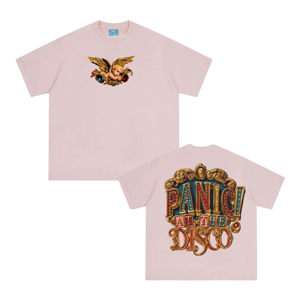 

Ego Death White T-Shirt Panic! At The Disco Tshirt Summer 100% Cotton High Quality Tee Sleeve O-neck Hip Hop Female Male Tops XL розовый