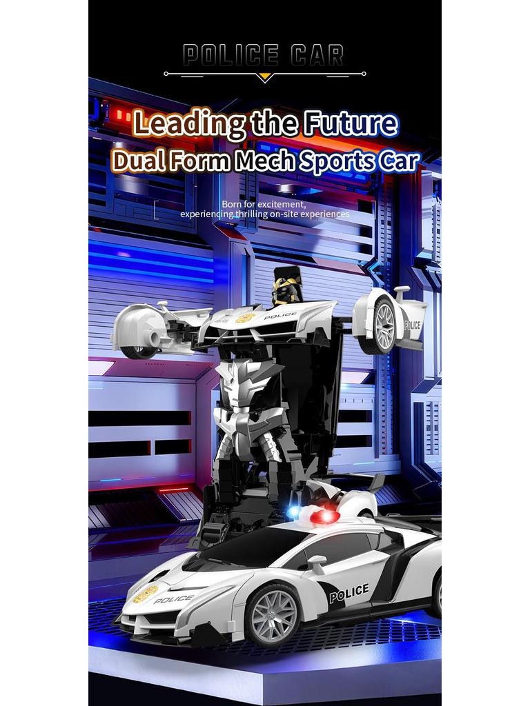 1:18 Remote Control Police Car/Robot Transformer - Spider Iron Man Edition