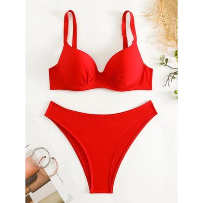 Podprsenka s kosticemi Brazilské Bikini Dámské Plavky Dámské Plavky Dvoudílná Bikini Sada Push Up Plavky Plavecký Oblek