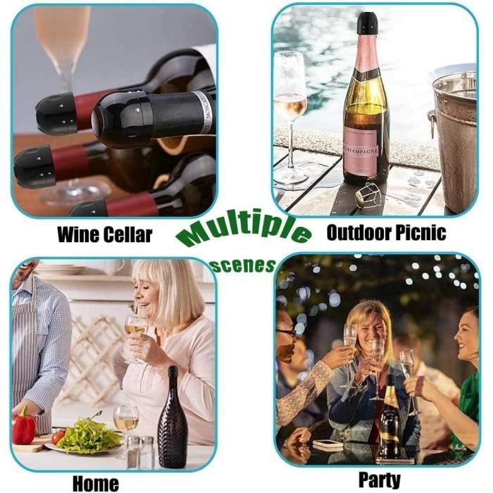 Champagne Stoppers, 4 Pieces Champagne Stopper with Rotary Switch, Reusable Sealed Bottle Stoppers Champa A7