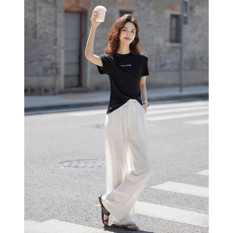 Demana Women's Breathable Lyocell Letter Print T-Shirt