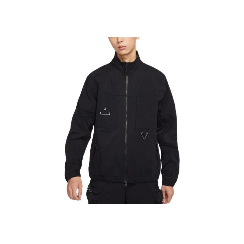 Jordan FW22 Logo Decal Zip Cardigan with Stand Collar Jacket Men Outerwear Black DQ8060-010