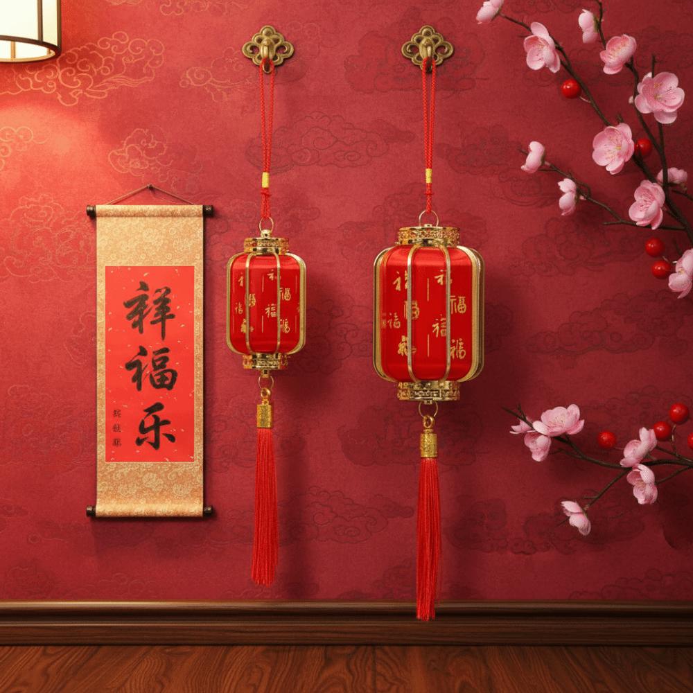 Waterproof Chinese Red Lantern Traditional Potted Decorative Lanterns Portable Lantern  Kid Toy