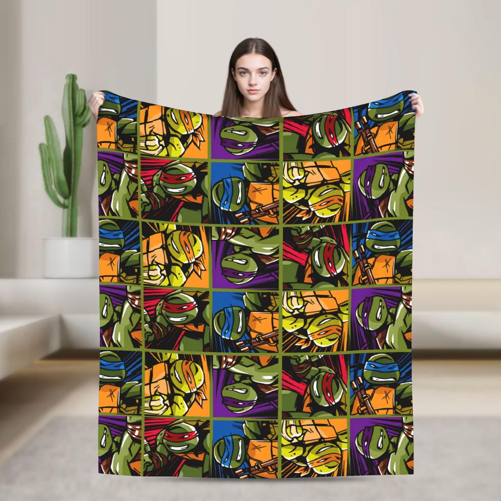 Comic Warm Soft Blankets T-Tmnts Character Decorative Plush Bedding Throws Funny Home Decor Flannel Bedspread Sofa Bed Cover