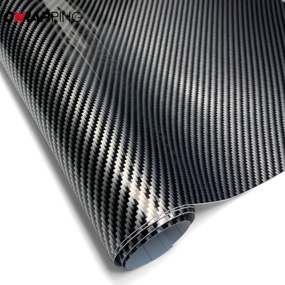 2D Glossy Carbon Fiber Wrap Black Silver Color Change Vinyl Films Car Wrap Film Auto Sticker Bubble Free Decal Auto Accessories