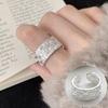 Elegant Frosted Matte Wide Band Open Ring for Women - S925 Silver Plated, Trendy INS Style