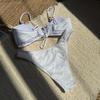 Sexy Bikini Set Damen Raffung vorne Schnalle Push Up Hohe Taille Badeanzug Sommer Badeanzug Zweiteilige Bademode