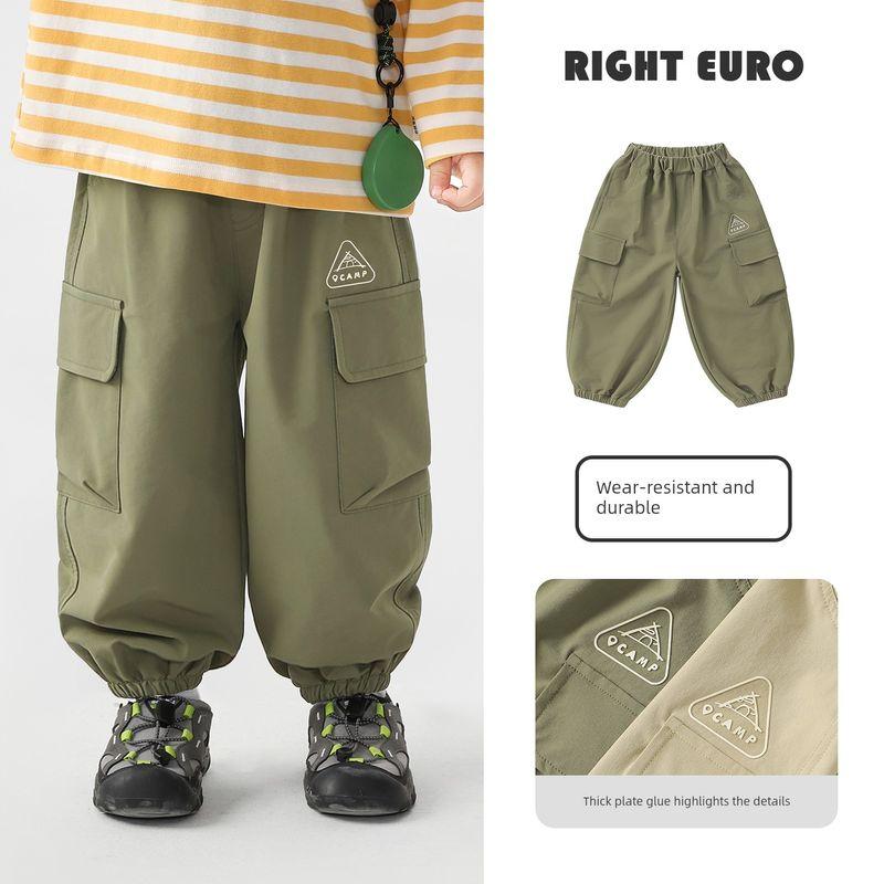 Right European Boys' Waterproof Cargo Pants Children's Casual Long Pants 2026 Spring New Children's Clothing Spring and Autumn Baby Pants