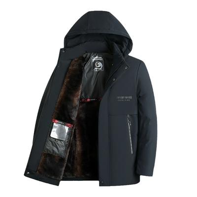 Middle-aged and Elderly Men's Cotton Hooded Casual and Fashionable Velvet Thickened and Warm Men's Jacket Winter Cotton Coat Jacket