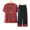 Women's Plus Size Tang Suit Two-Piece: Summer Short-Sleeved Chinese-Style Set for Grandma